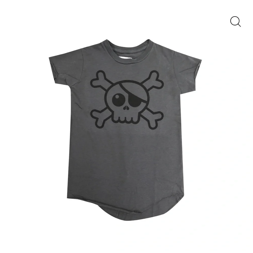 nununu Gray Skull Graphic Kids Shirt
